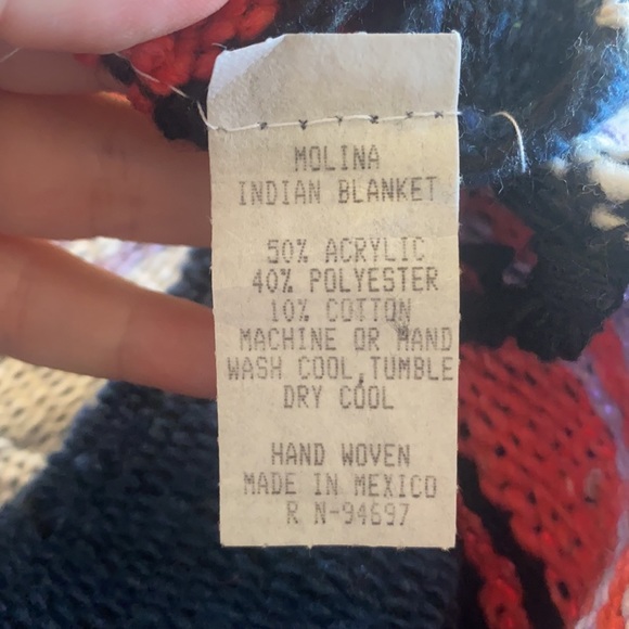 Molina Indian Hand Woven Sarape Blanket NWOT - Picture 6 of 6